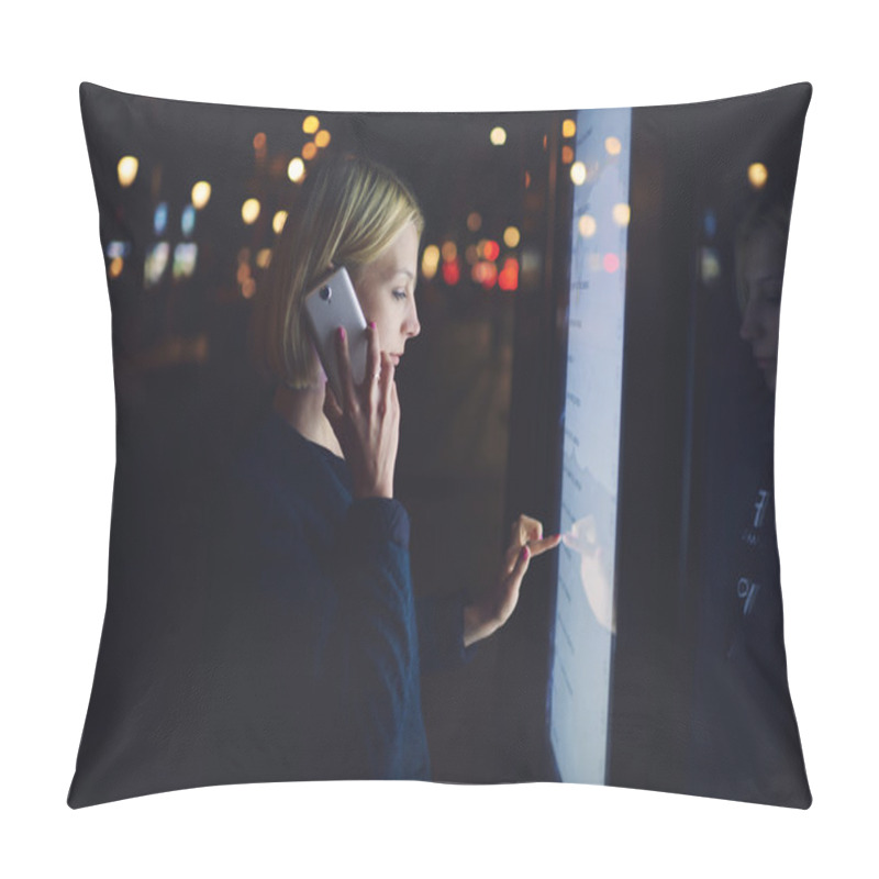 Personality  Attractive Woman Talking On Mobile Phone Pillow Covers