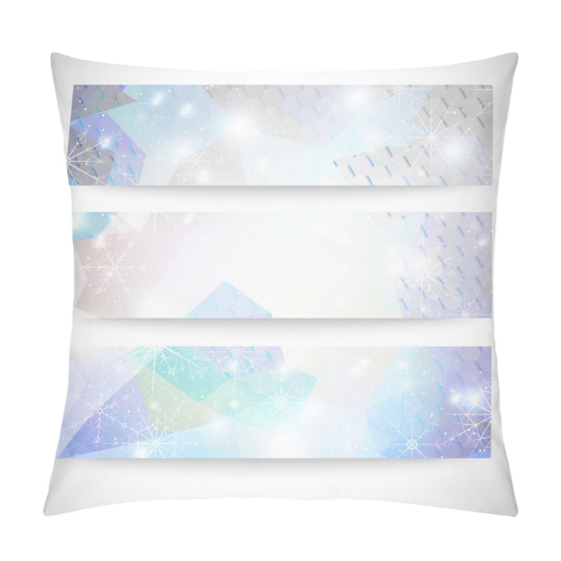 Personality  Winter Backgrounds Set With Snowflakes. Abstract Winter Design And Website Templates, Abstract Pattern Vector Pillow Covers