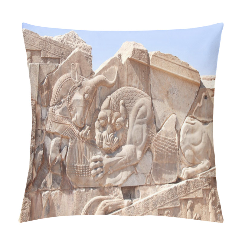 Personality  Famous Bas-relief On The Wall In Ancient City Persepolis,  Iran Pillow Covers