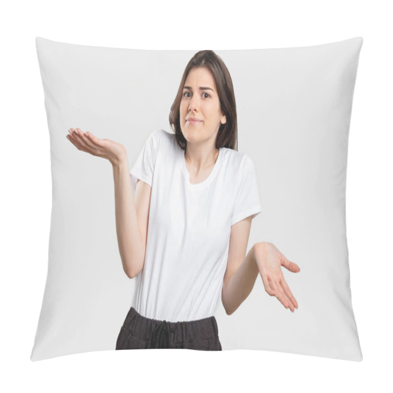 Personality  Confused Woman Portrait Doubtful Uncertainty Pillow Covers