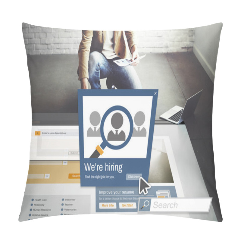 Personality  Businessman Working With Hiring Pillow Covers