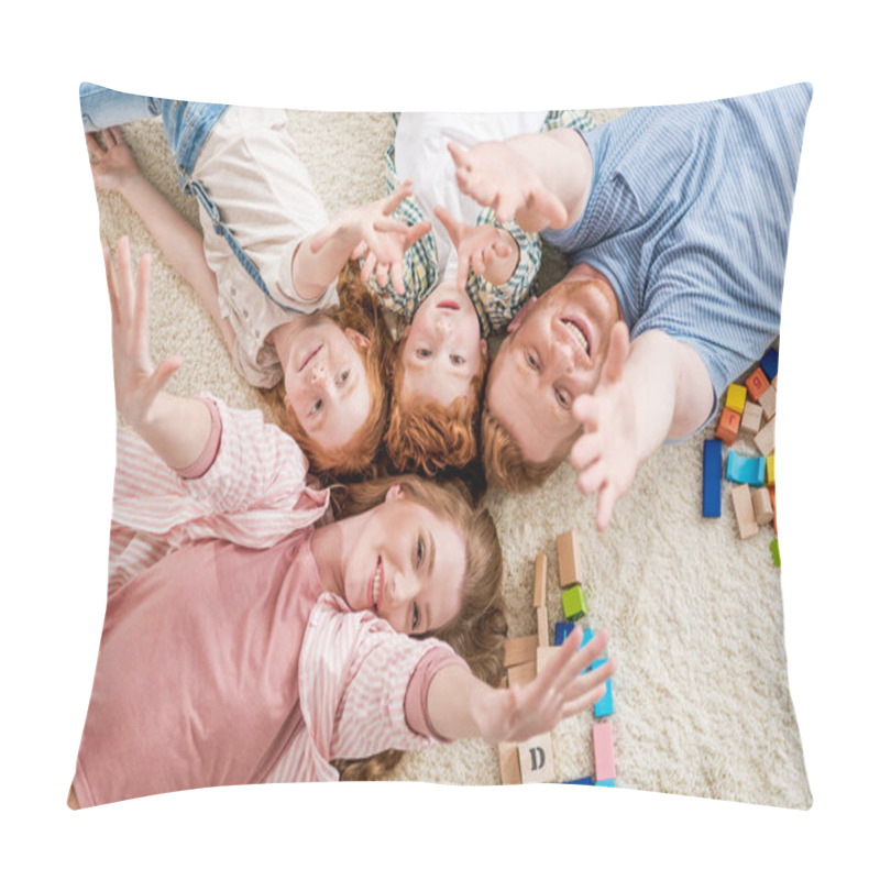 Personality  Happy Family Lying On Floor Pillow Covers