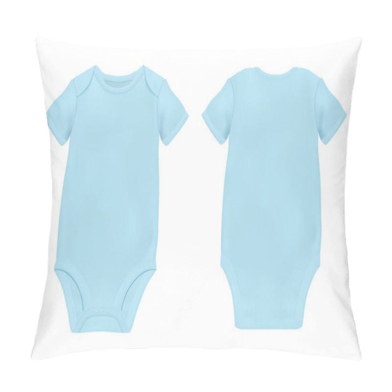 Personality  Vector Realistic Blue Blank Baby Bodysuit Template, Mock-up Closeup Isolated On White Background. Front And Back Side. Body Children, Baby Shirt, Onesie. Accessories, Clothes For Newborns. Top View Pillow Covers