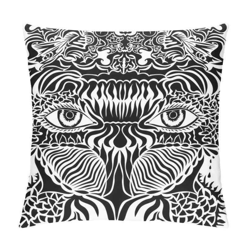 Personality  Vector Image Of State Of Mind In Abstract Style, Done In A Slightly Psychedelic Manner Pillow Covers