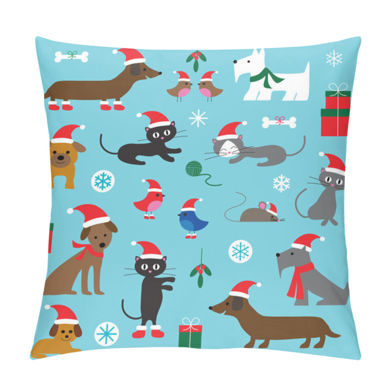 Personality  Christmas Cats And Dogs Pillow Covers