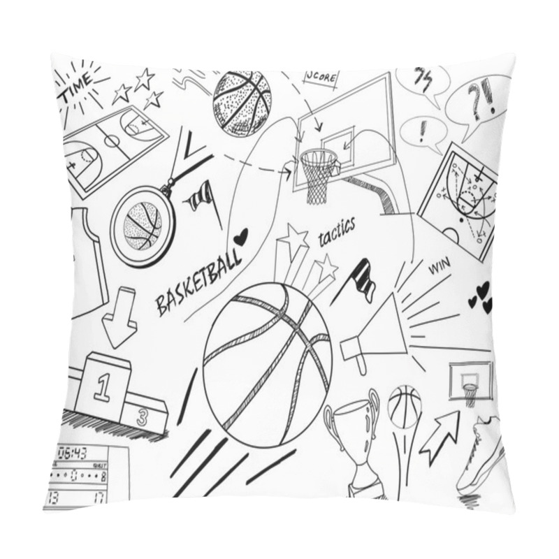 Personality  Basketball Doodle Sketches Pillow Covers