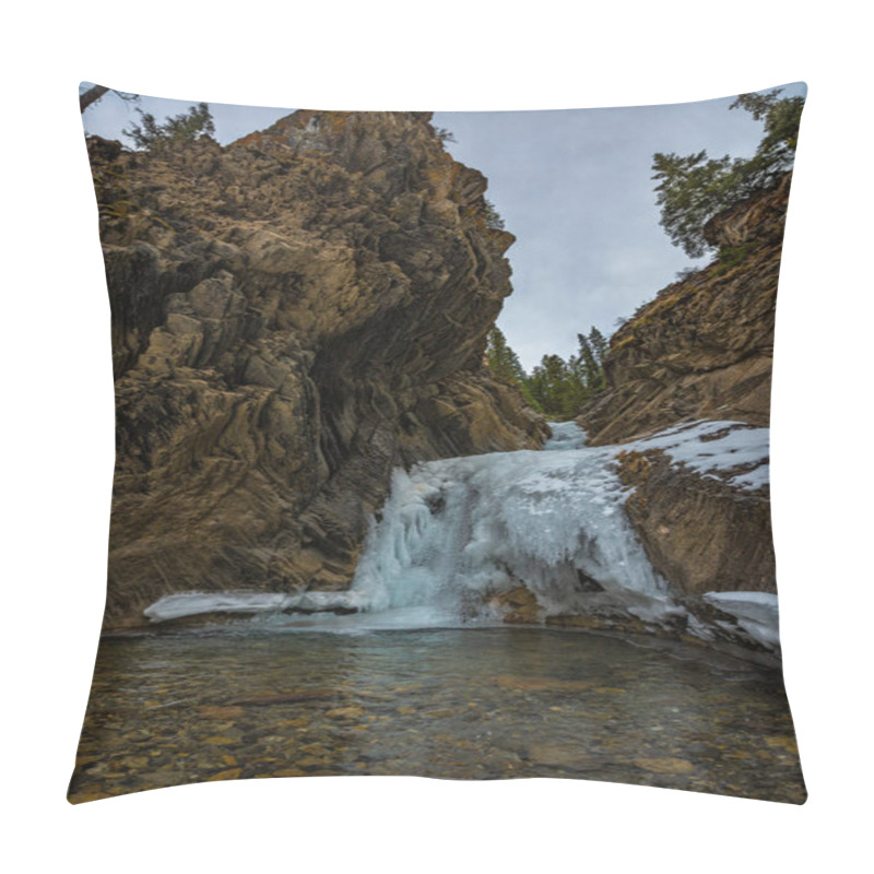 Personality  Whitegoat Falls Nordegg Alberta Majestic Waterfall Cascading In Albertas Serene Rocky Mountain Wilderness Pillow Covers