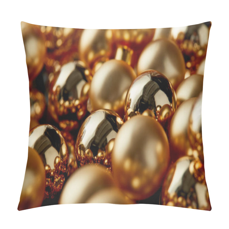 Personality  Close Up View Of Shiny Golden Christmas Balls Pillow Covers