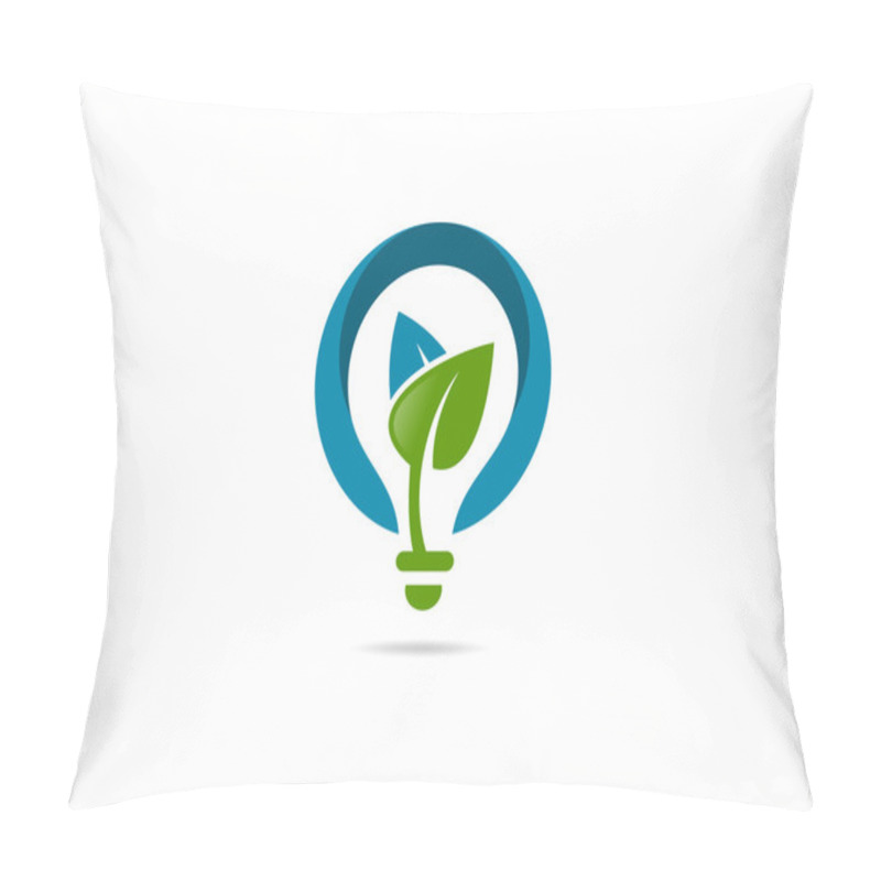 Personality  Innovation Idea Leaf Growth Logo, Green Bulb Creative Design Pillow Covers