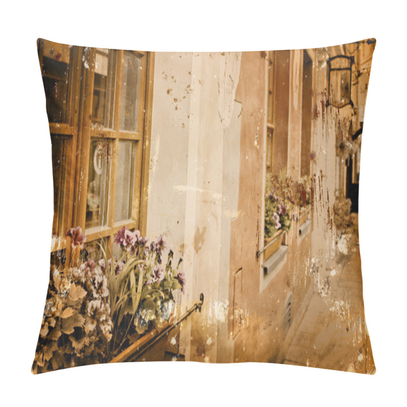 Personality  Adged Textured Photo With Poland Cityes Pillow Covers