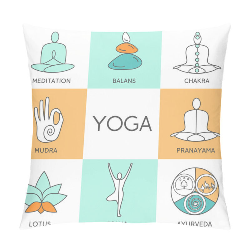 Personality  Set Of Linear Yoga Icons Pillow Covers