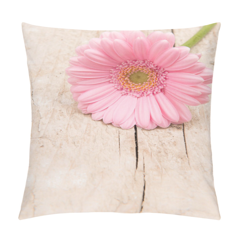 Personality  Pink Gerber Daisy On A Scaffolding Wooden Underground Pillow Covers