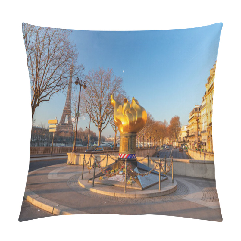 Personality  Paris, France - January 24, 2022: The Flame Of Liberty Is A Full-sized, Gold Leaf Covered Replica Of The Torch From The Statue Of Liberty, Located Near The Northern End Of The Pont De L'Alma, On The Place Diana. Pillow Covers