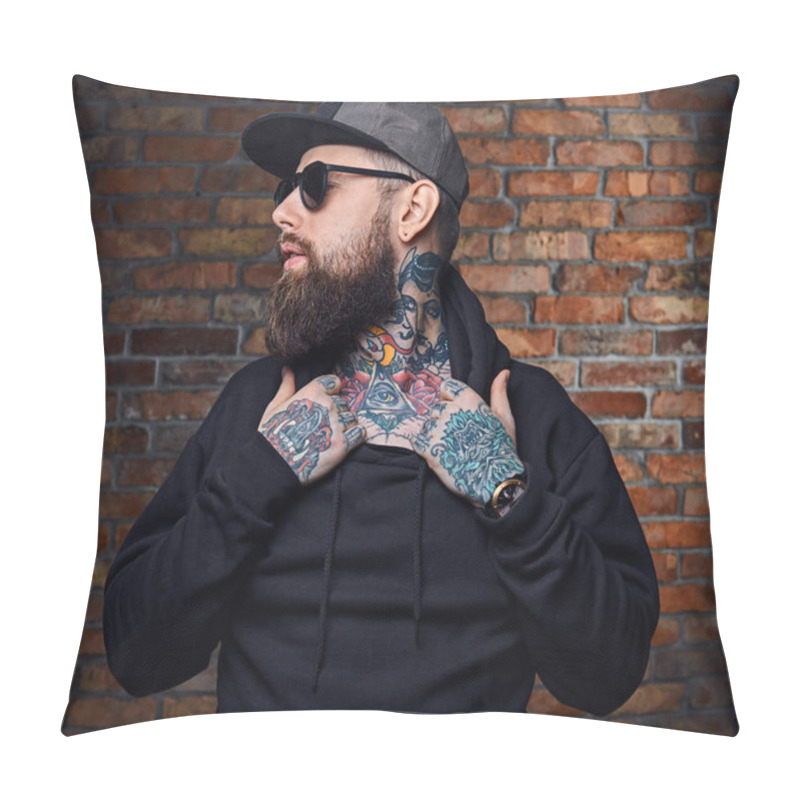 Personality  Modern Bearded Hipster Male In Hoodie  Pillow Covers