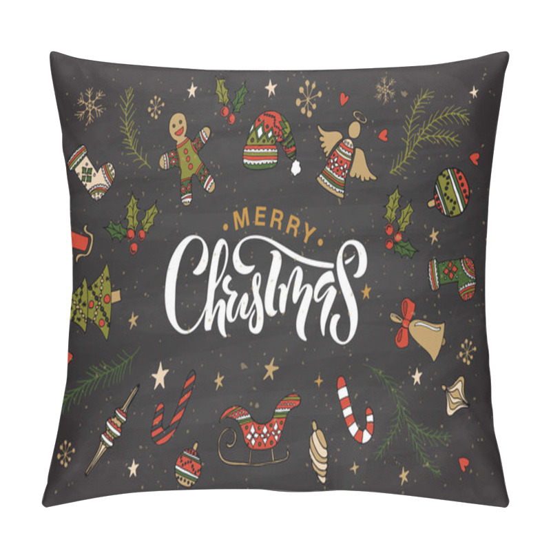 Personality  Decorations And Calligraphic Inscription Merry Christmas Pillow Covers