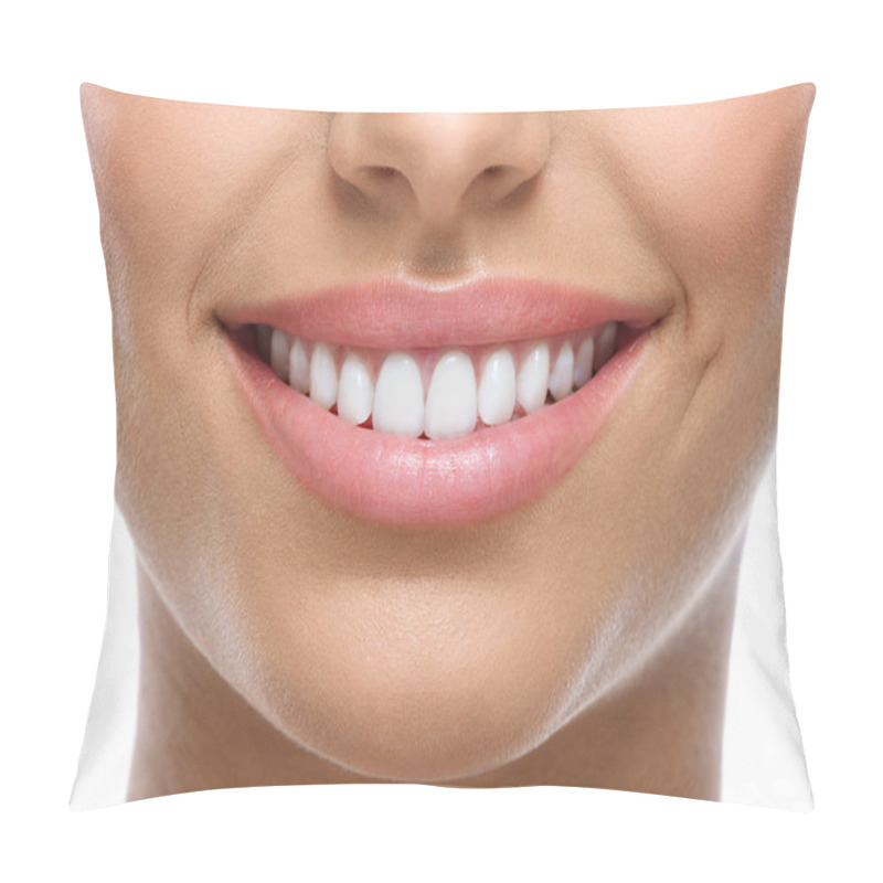 Personality  Closeup Of Smile With White Teeth Pillow Covers