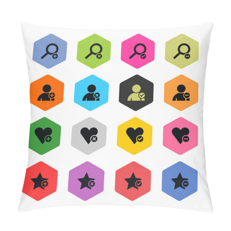 Personality  Loupe, User Profile, Star, Heart, Plus, Delete, Check Mark, Minus Sign Set Pillow Covers