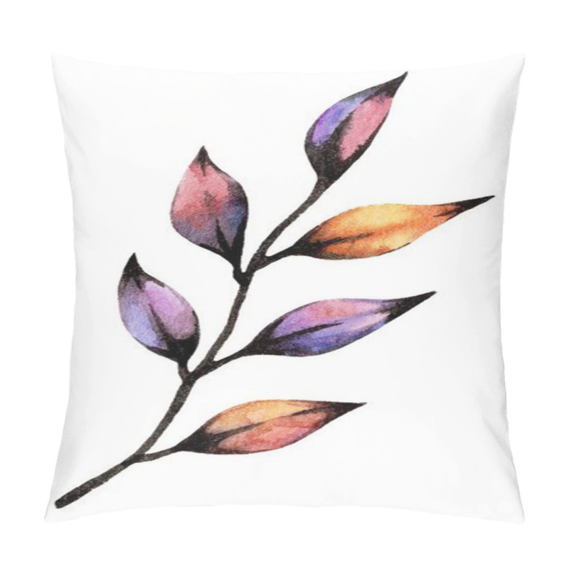 Personality  A Vibrant Branch With Leaves In Black, Orange, Purple, And Pink Hues, Offering A Colorful And Lively Look To Nature-inspired Designs. Pillow Covers