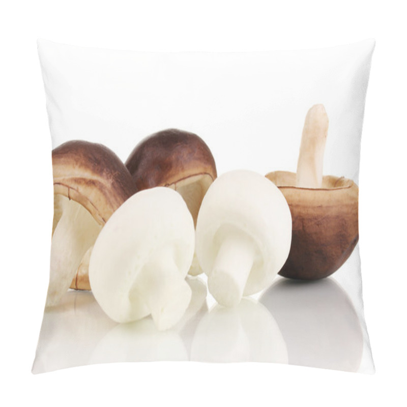 Personality  Fresh Mushrooms Isolated On White Pillow Covers