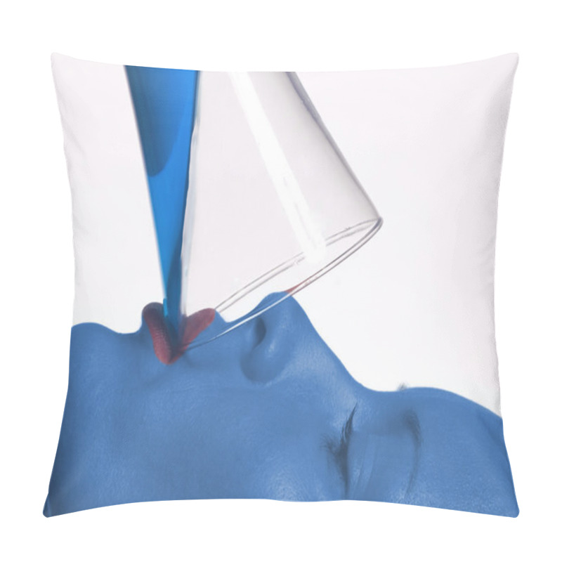 Personality  Young Beautiful Girl Drinking A Cocktail, Futuristic Colour Pillow Covers