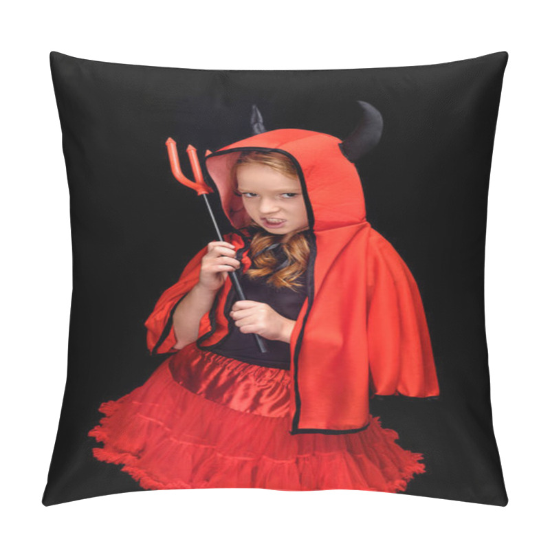 Personality  Little Devil With Pitchfork Pillow Covers