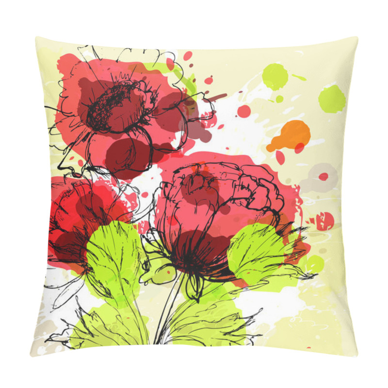 Personality  Beautiful Flowers On Grunge Background Pillow Covers