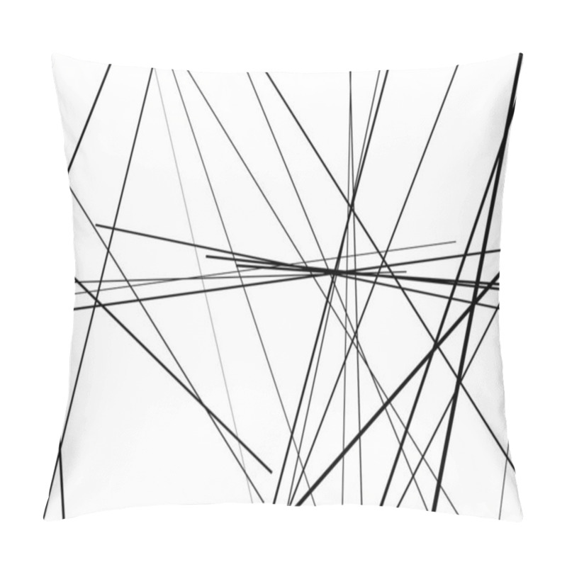 Personality  Abstract Geometric Art With Random, Chaotic Lines. Straight Crossing, Intersecting Lines Texture, Stripes Pattern Pillow Covers