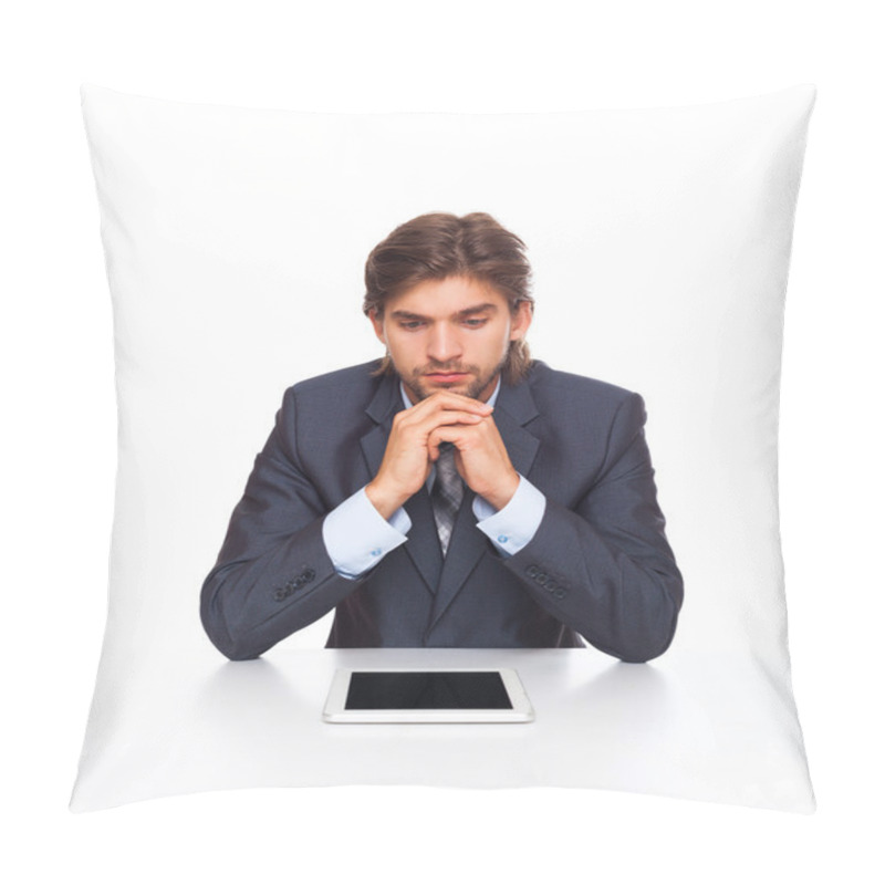 Personality  Businessman Upset And Serious Problem With Tablet Pad Computer Pillow Covers