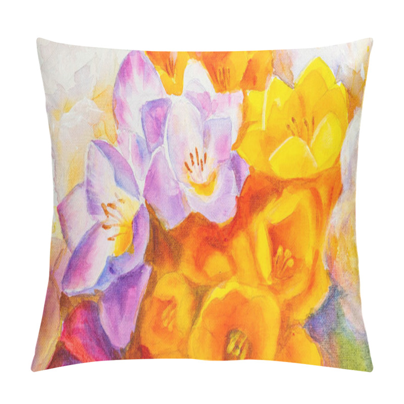 Personality  Blooming Spring Bouquet Of Flowers Painted On Canvas Pillow Covers