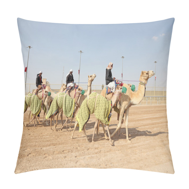 Personality  Bedouins With Their Racing Camels In Doha, Qatar, Middle East Pillow Covers