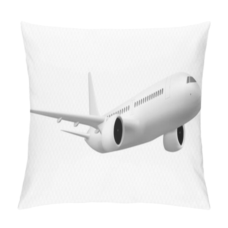 Personality  3d White Plane Flight Isolated Vector Travel Icon Png. Realistic Render Of Jet On Transparent Background. Airline Commercial Mockup For International Fly On Holiday. Charter Aircraft Blank Template Pillow Covers