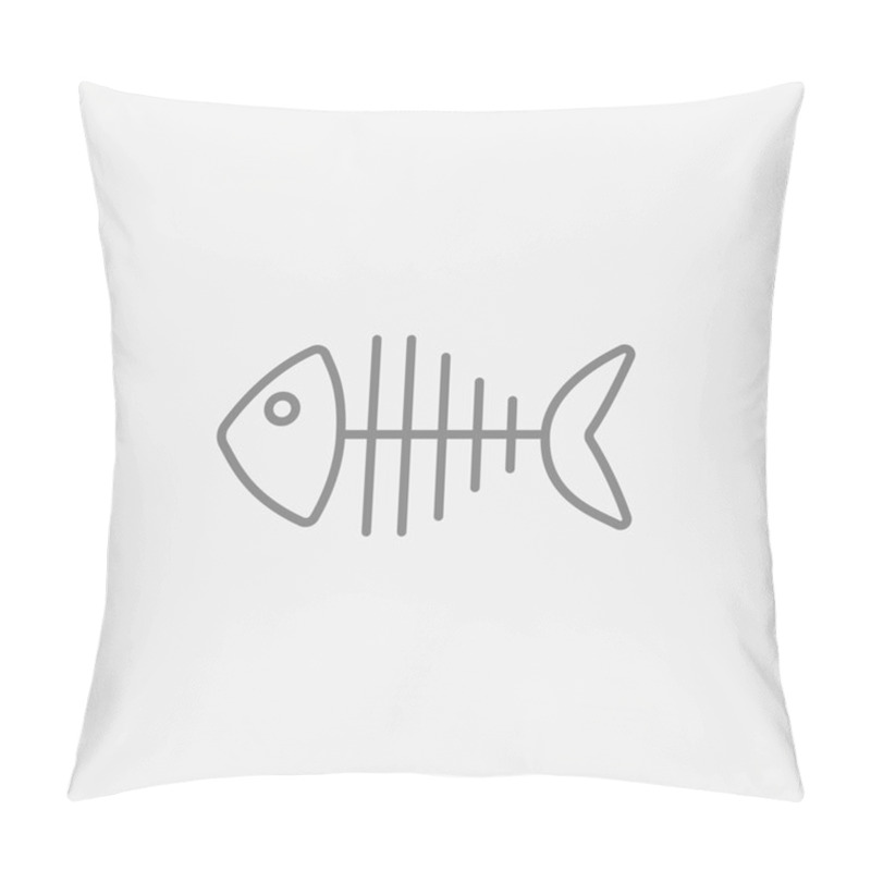 Personality  Fish Skeleton Line Icon. Pillow Covers