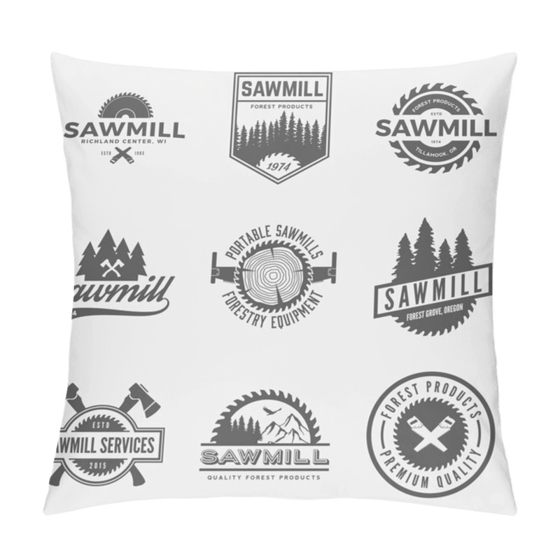 Personality  Set Of Sawmill Labels, Badges Pillow Covers