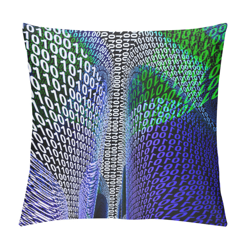 Personality  Abstract Binary Codes Background Showing Technology And Data Pillow Covers