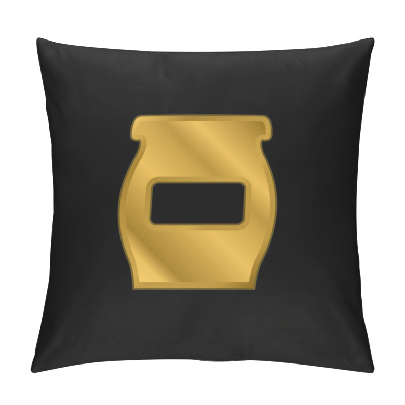 Personality  Bowl Or Flask With Empty Label For Kitchen To Store Food Gold Plated Metalic Icon Or Logo Vector Pillow Covers