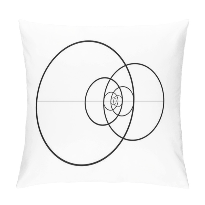 Personality  Minimalistic Style Design. Golden Ratio. Geometric Shapes. Circles In Golden Proportion. Futuristic Design. Logo. Vector Icon. Abstract Vector Background Pillow Covers