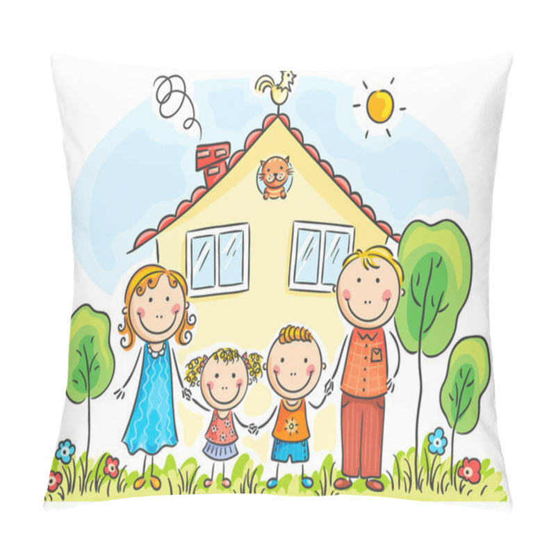 Personality  Family With Two Children Pillow Covers