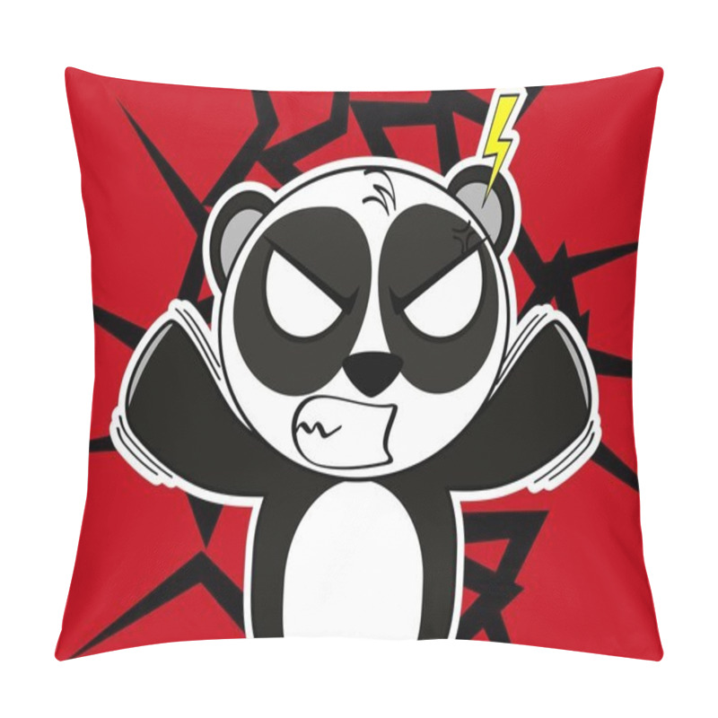 Personality  Angry Panda Bear Cute Cartoon Expression Background Pillow Covers