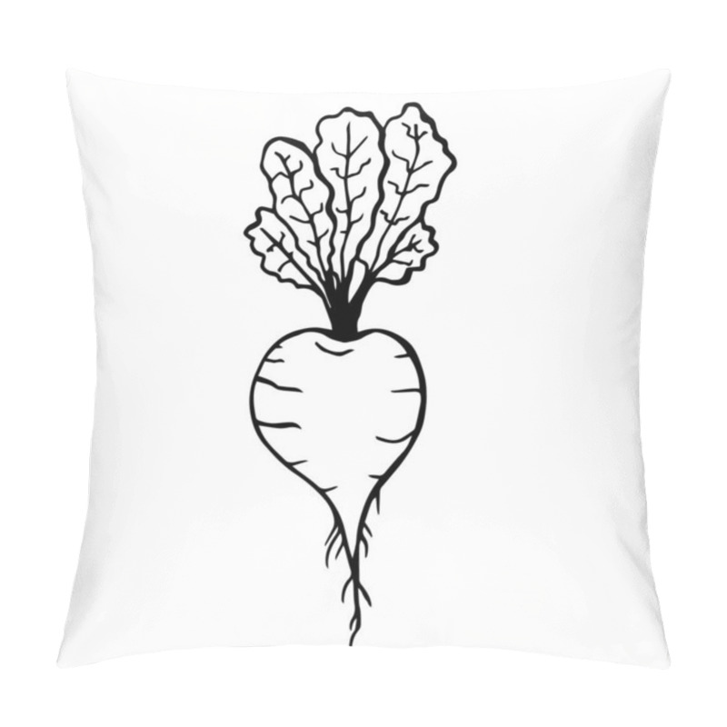 Personality  Hand Drawn Line Art Illustration. Drawing Healthy Food - Beetroot. Vector Graphic. Pillow Covers