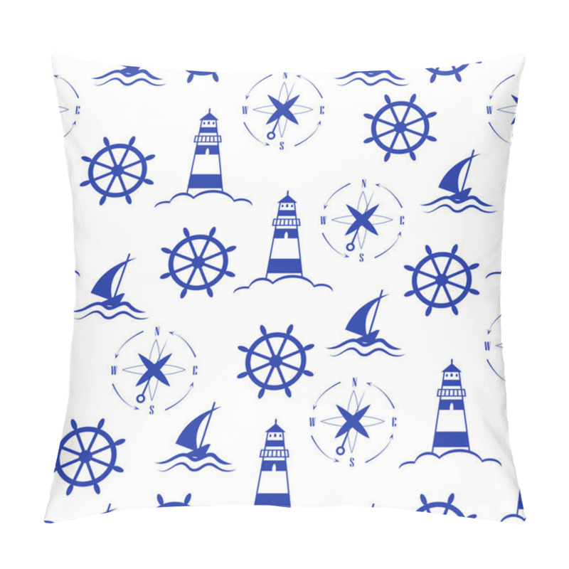 Personality  Set Of Sea And Nautical Seamless Patterns Pillow Covers