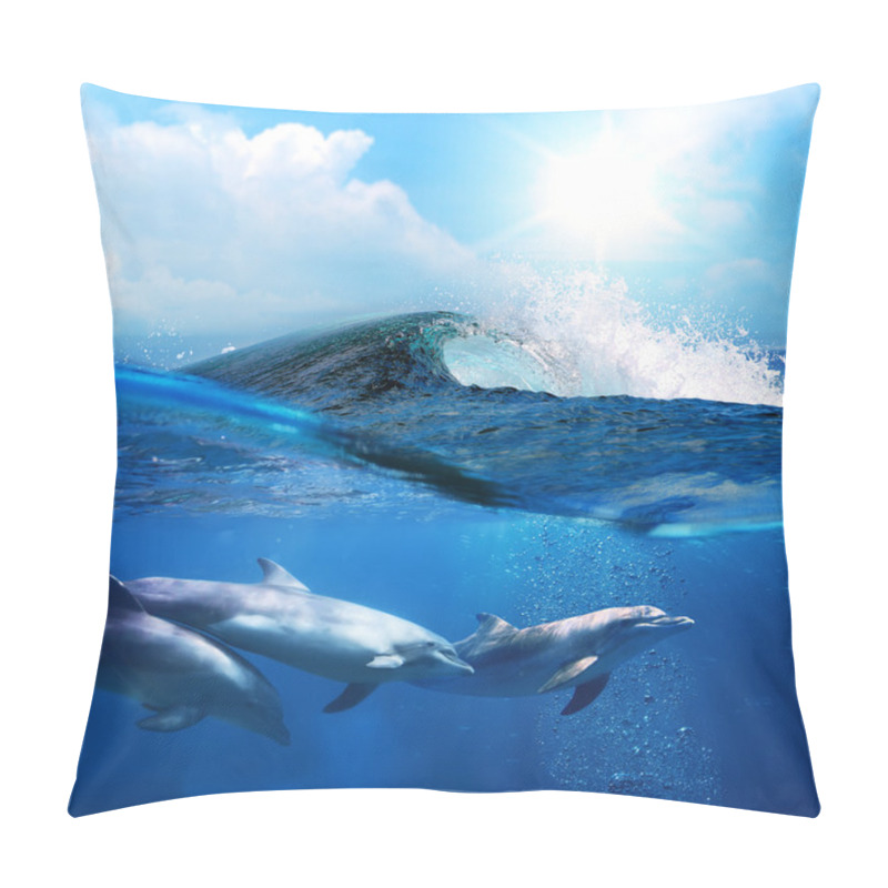 Personality  Dolphins Swimming Underwater Pillow Covers