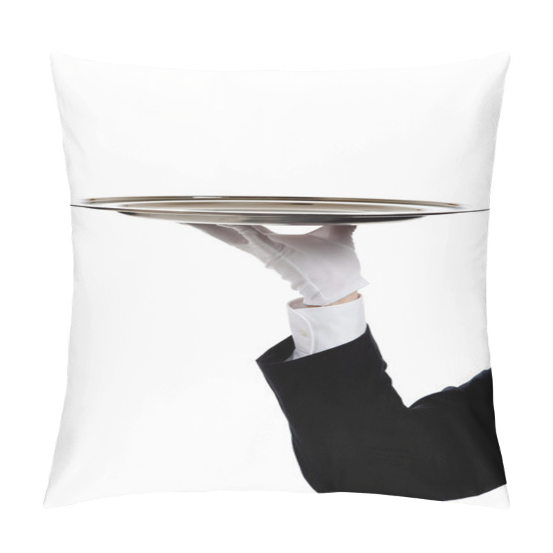 Personality  A Butler's Gloved Hand Holding A Silver Tray Pillow Covers