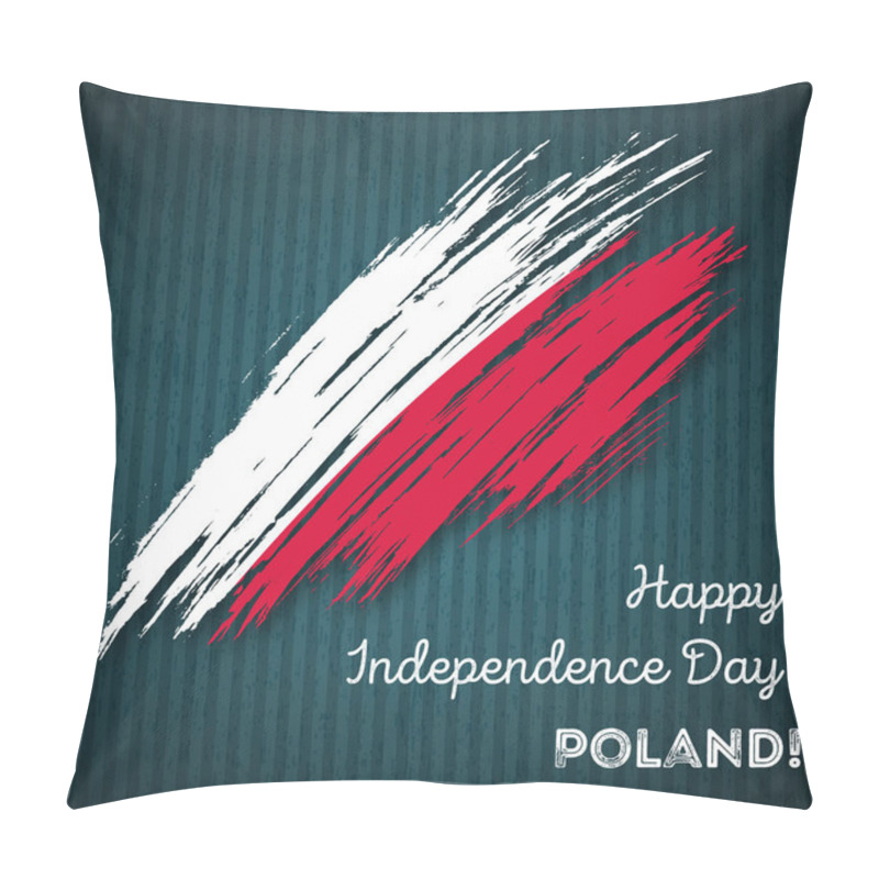 Personality  Poland Independence Day Patriotic Design Expressive Brush Stroke In National Flag Colors On Dark Pillow Covers