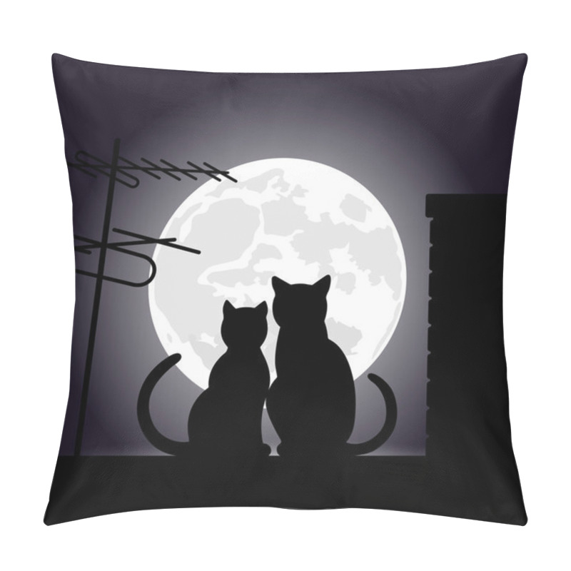 Personality  Cats On A Night Roof Pillow Covers