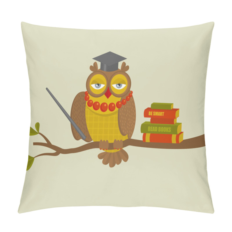 Personality  Portrait Of Fashionable Owl Teacher. Pillow Covers