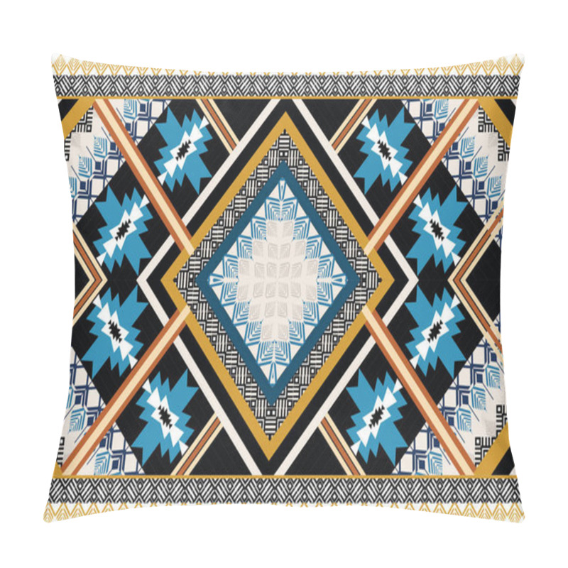 Personality  Abstract Ethnic Geometric Pattern Vector. Pattern Design In Native African American Mexican Aztec Motif And Bohemian Pattern Vector. Designed For Background, Wallpaper, Print, Wrapping, Tile, Sarong, Silk, Batik, And Packaging. Vector Illustration.  Pillow Covers