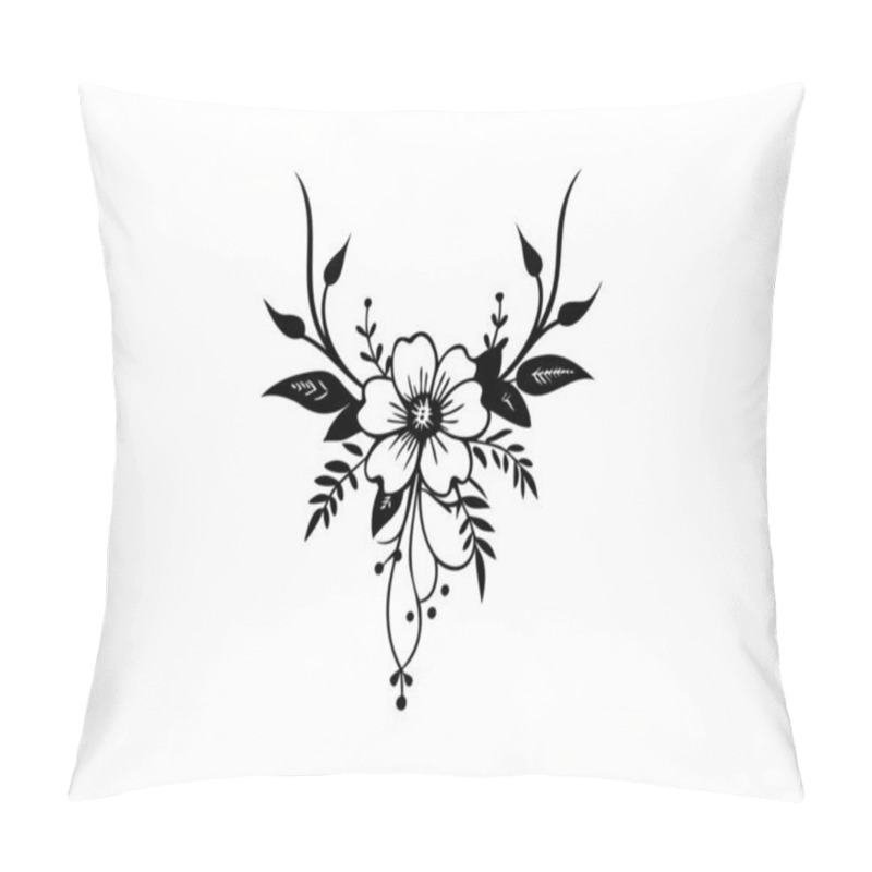 Personality  Black And White Floral Illustration - Elegant Botanical Design Pillow Covers