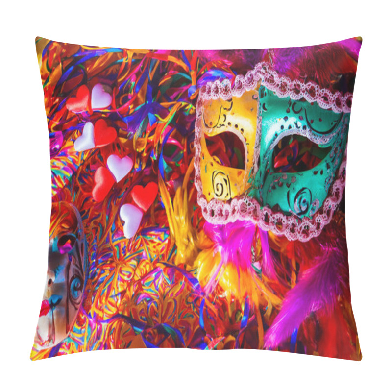 Personality  Brazilian Carnival Concept. Carnival Mask In Illustrative Background. High Quality Photo Pillow Covers