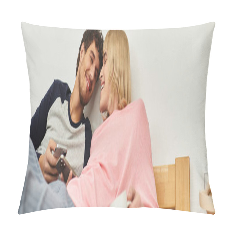 Personality  Two Men Share Smiles And Warmth While Enjoying Each Others Company In A Casual Space. Pillow Covers