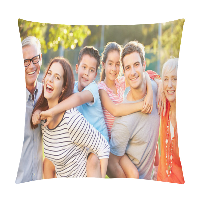 Personality  Multi-Generation Family In Park Pillow Covers